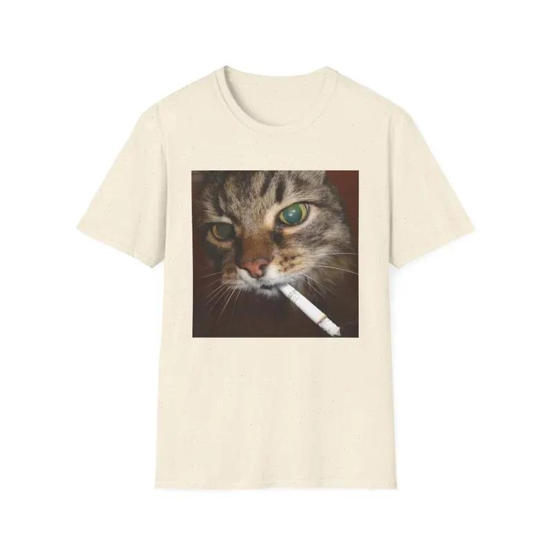 Comic Cat Smoking Tshirt Cat Smoker Zgeneration Joke Tshirt Idiot Braindead Soft Female Cat Couple Graphic Tshirt