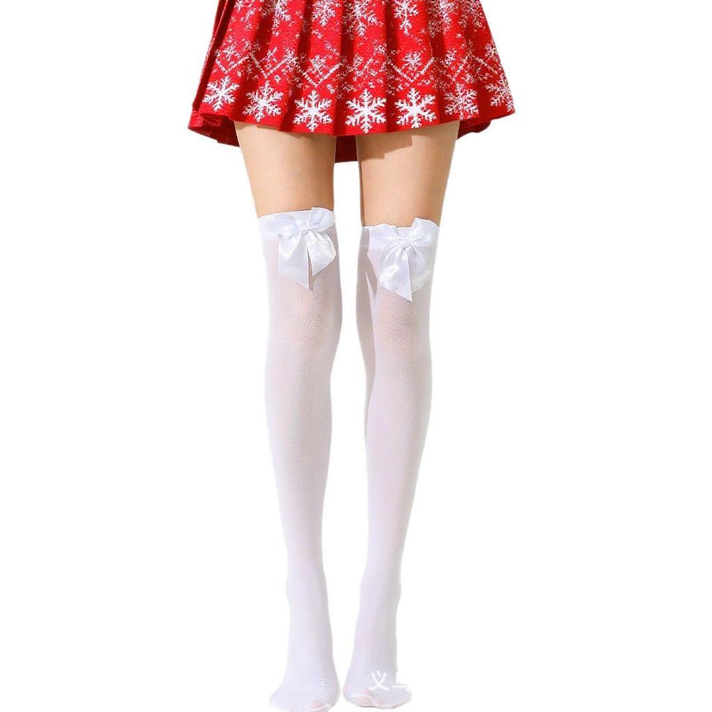 Velvet Thigh-High Stockings with Bow – Sexy Halloween Costume Socks