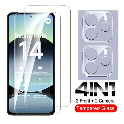 [2+2] 4 ADET Ekran Koruyucu XIaomi Redmi Note 14/ Note 14 5G İçin Kamera Filmi Cam Lens Koruyucu Note14 HD Şeffaf Cam