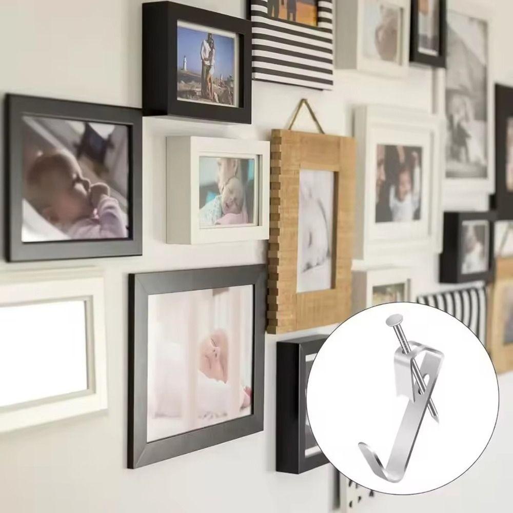 Wall Mounting Photo Frame Hooks With Nails Clocks Clothes Traceless Hooks  for Home Office