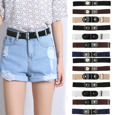 Casual No Buckle For Jeans Pants Elastic Waist Belt PU Leather Buckle-Free Belt