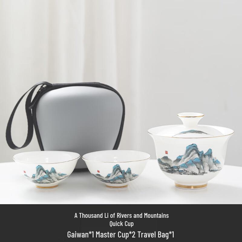 

Chaxun Portable Travel Ceramic Tea Set with Gaiwan