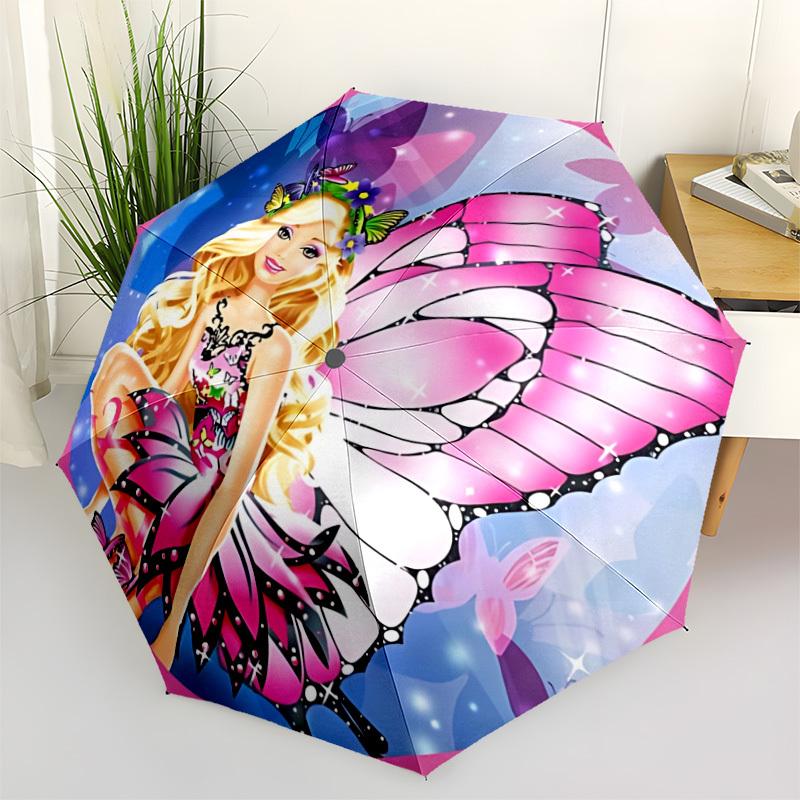 1pc Barbie Automatic Umbrella - Sturdy Iron Frame, Portable Folding Design, Suitable For Everyone In All Seasons Yy251020202