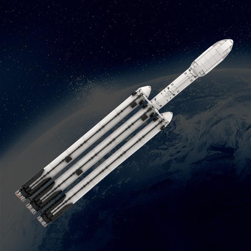 MOC Falcon Heavy Carrier Saturn V Scale SpaceX Spaceship Blocks