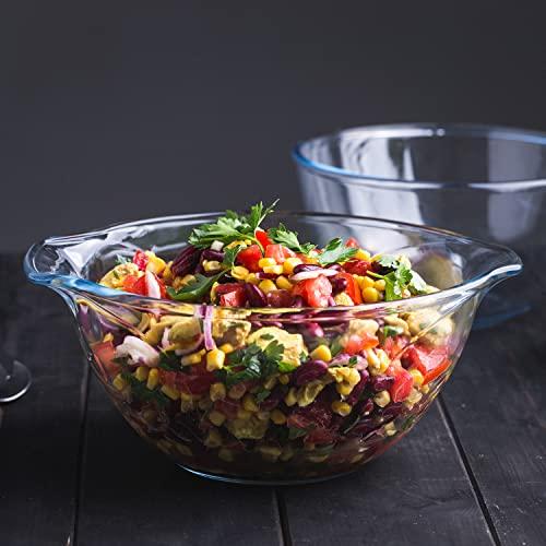 Pyrex Heat-Resistant Glass Bowl with Handle, Oven and Microwave Safe, 2.7L, Round Salad Bowl