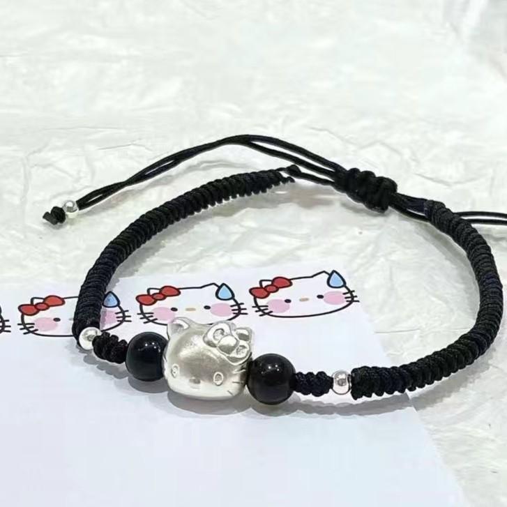 Woven hellokitty couple bracelet new year dragon year natal year student red and black rope simple i ns girlfriend