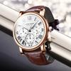 LOUIE JUELEN  Antique Alloy Case Men's Watch Multifunctional Waterproof Quartz Watch Leather Strap Pointer 3BAR Water Resistant