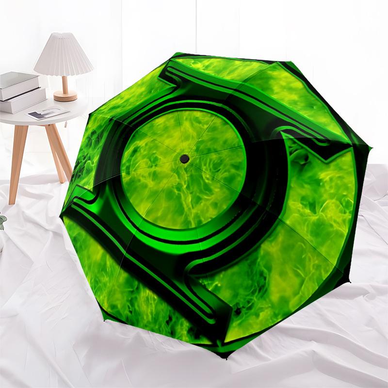 1pc Green Lantern Logo Umbrella - Automatic Open Compact Travel Umbrella with 56-Rib Durable Frame yy251021099