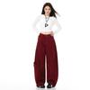Women's Autumn High-Waist Drapey Jeans - Loose Fit, Floor-Length, Spicy Girl Design.