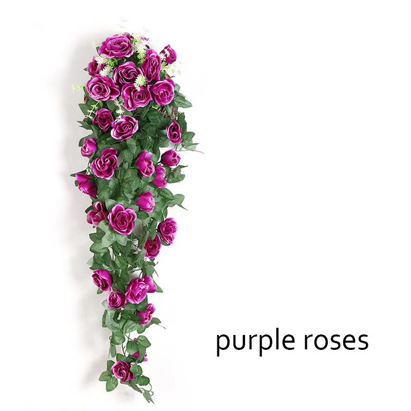 

Fake Flower Rattan Simulation Flower Rattan Decoration Wall Hanging Simulation Rose Home Decoration Flower Wall Hanging Flower 2pcs