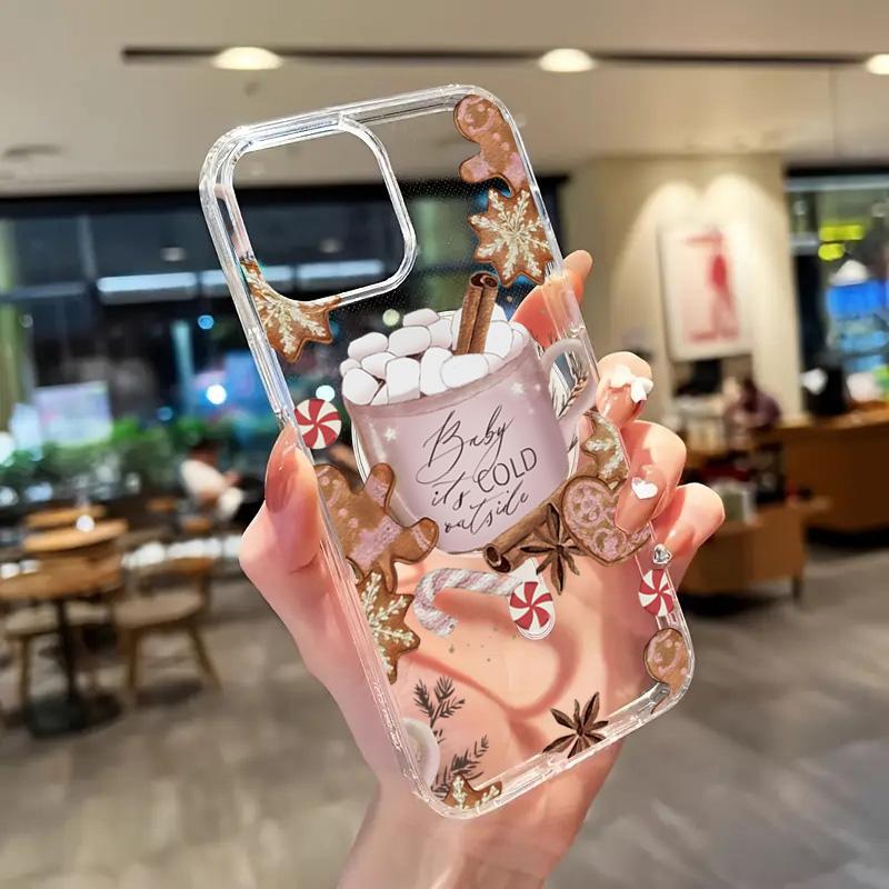For Samsung Galaxy S25 S24 S23 S21 FE S22 Ultra Plus FE Case Magnetic Christmas Clear Winter-Themed Coffee Design Phone Cover