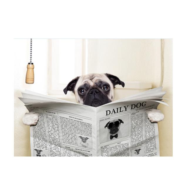 

Декор для туалета, настенное искусство, милая собака, холст, картина, постеры с животными и принты, настенные панно для детской кухни, украшения детской комнаты, без рамки 21*30cm