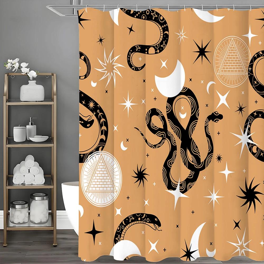 Creative Snake Shower Curtain, Bathroom Decorative Shower Curtain, Waterproof Shower Curtain with Hooks