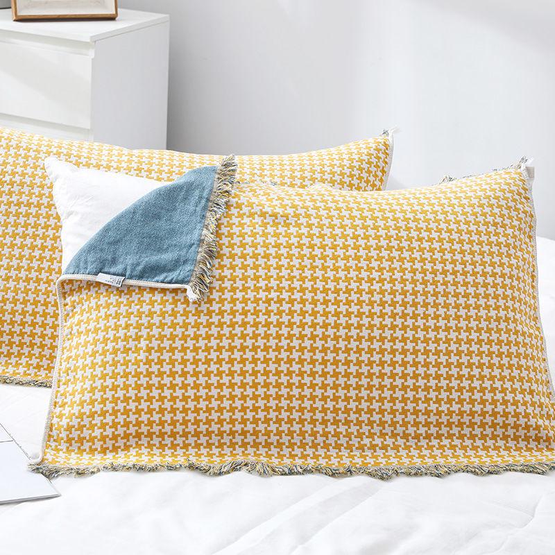 

Подушка с рисунком «гусиная лапка» Полотенце для пары Мягкий дышащий Чехол с кисточками Пылезащитный чехол для спальни Полотенца на все времена 52x75cm-one pair жёлтый