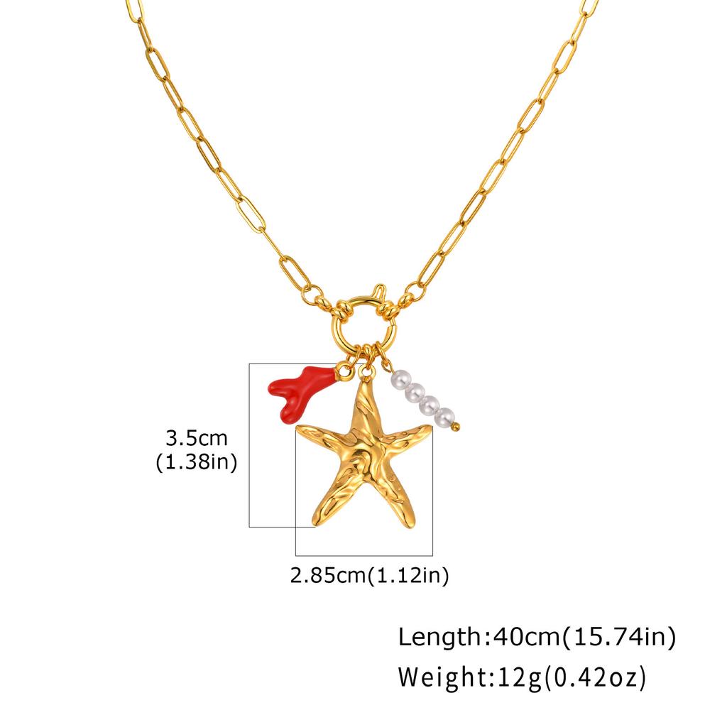 Sommer Strand Boho Halskette für Damen, Seestern Muschel DIY Anhänger Halskette, Blasenverschluss Edelstahl Schmuck Geschenk