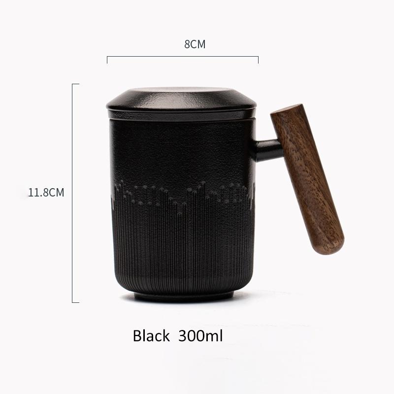 300ml Japanese Style Ceramic Filter Mug Tea Water Separation with Lid Creative Water Cup