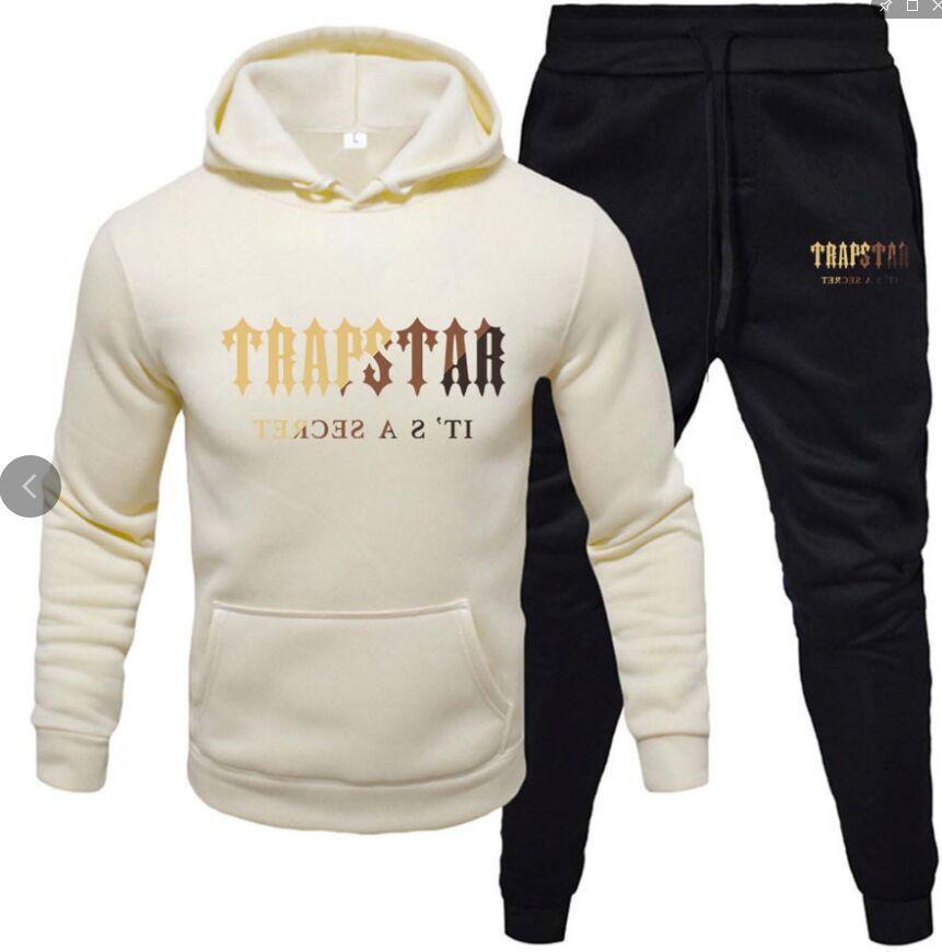 

TRAPSTAR Letter Printed Men s Women s Sportswear Set Hoodie Fashionable Fleece Sweatshirt Men L