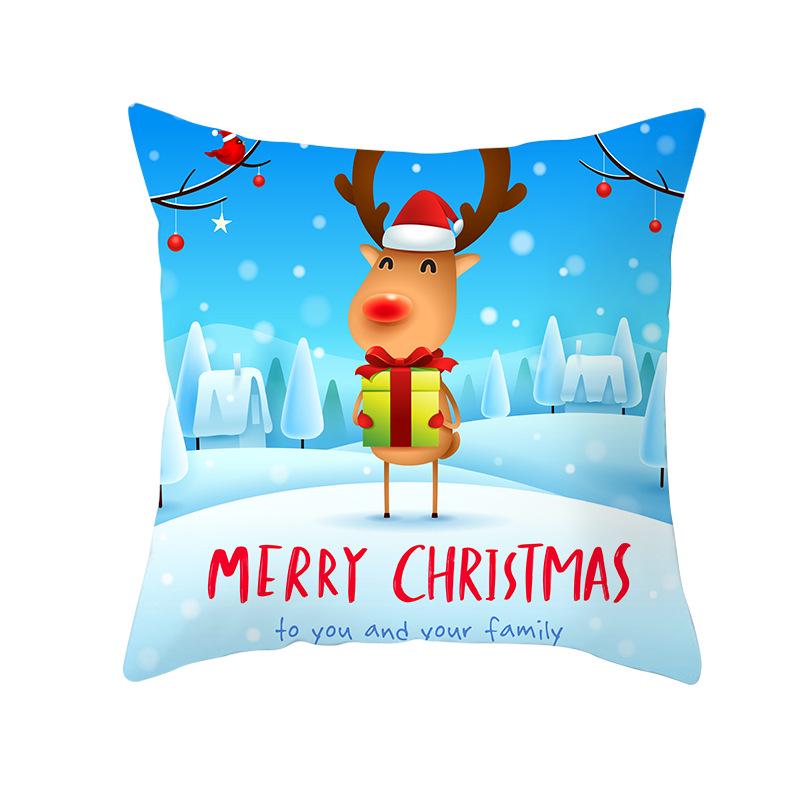 Weihnachtsmann Schneemann Elch Kissenbezug Festlich Zuhause Sofa Kissen Kissenbezug