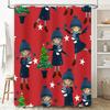 Winter Christmas-themed shower curtain with cartoon girl design for bathroom decor