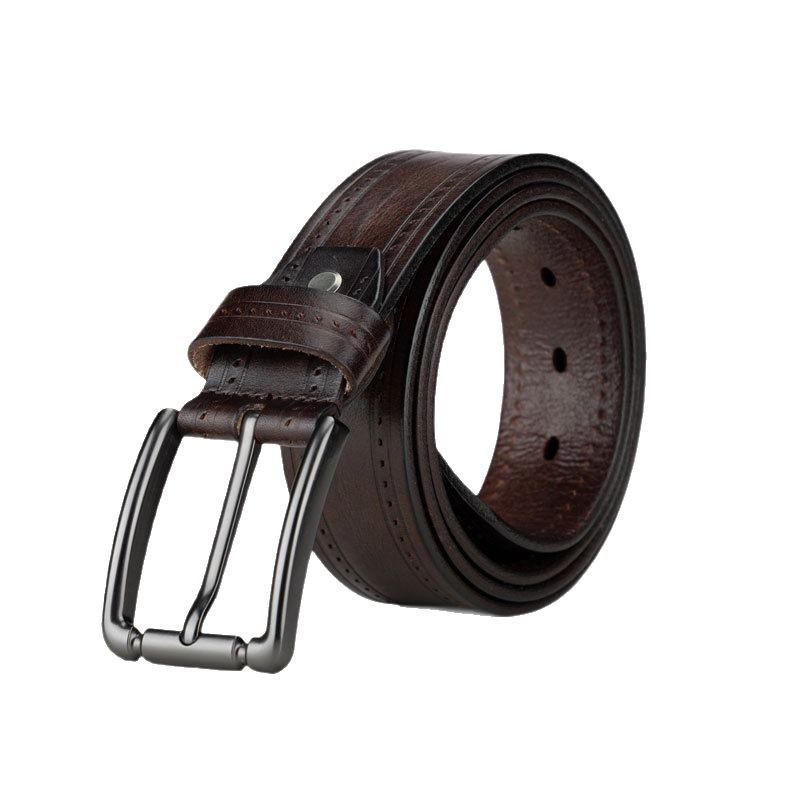 Men'S Belt Alloy Pin Buckle Casual Men'S First Layer Cowhide Belt Jeans