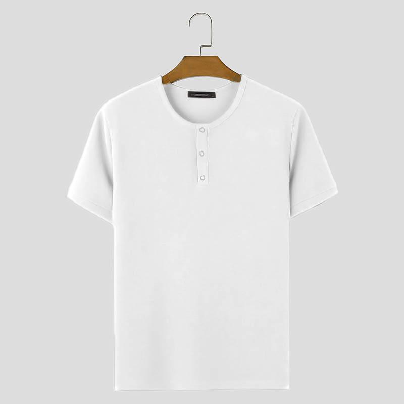 

INCERUN Мужские однотонные топы с коротким рукавом, повседневные летние футболки M