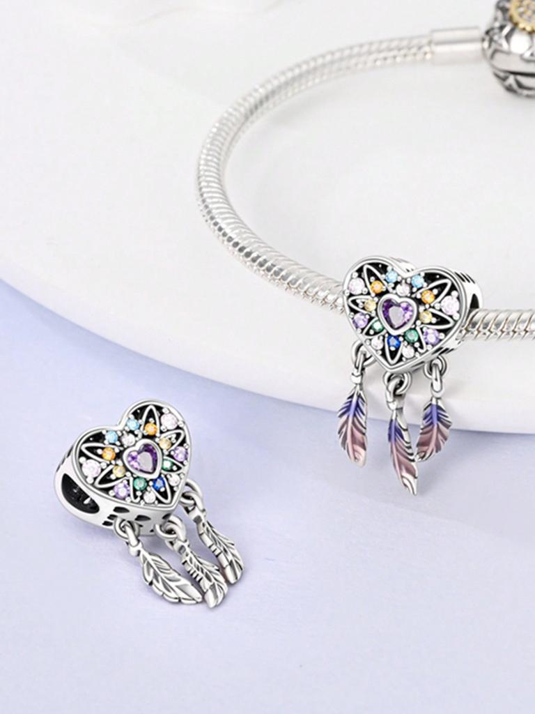 Copper Plated Authentic Charm Bead Charms Colored Feathers Bead Charms Compatible With Bracelets Womens Jewellery Gift