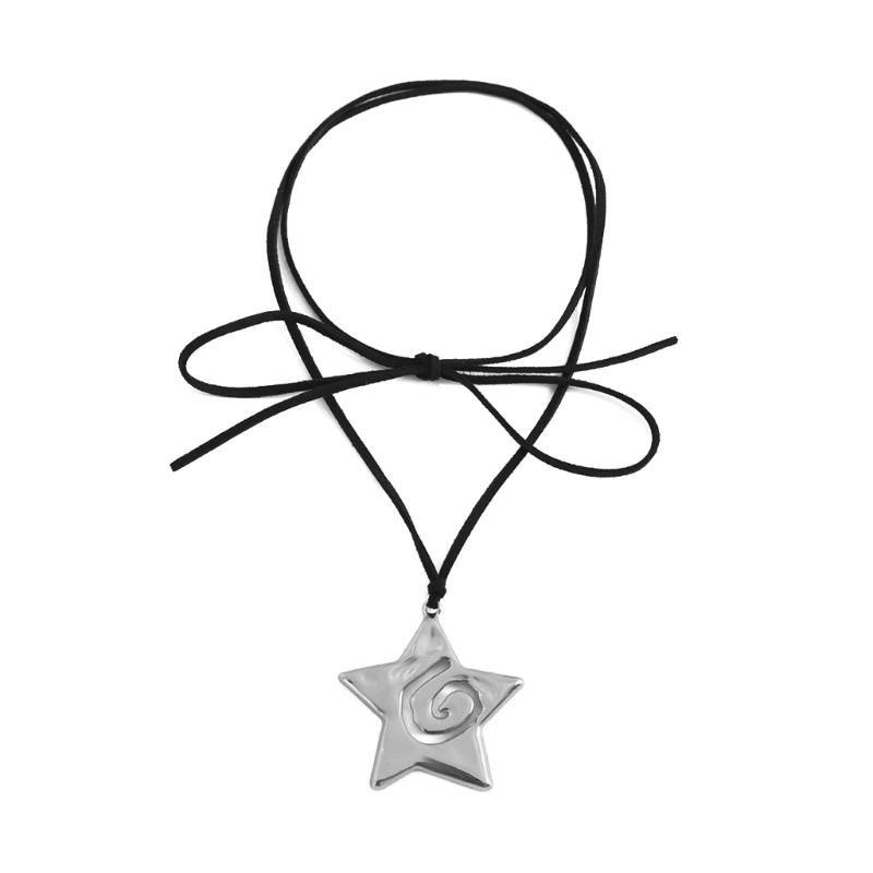 Punk Conch Pendant Necklace for Women Girls Gothic Sweet Cool Star Sun Pendant Adjustable Rope Chain Choker Chains Y2k Jewelry