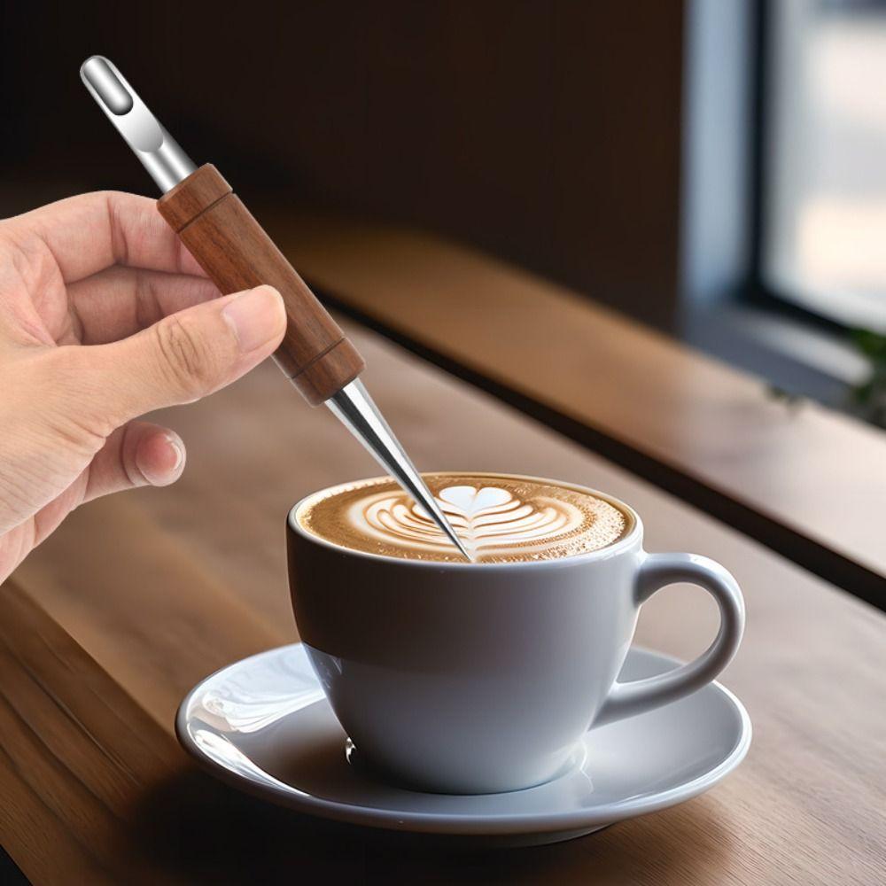 with Storage Box Latte Art Pen Wood Handle Latte Art Practice Pen  Creative Pull Flower
