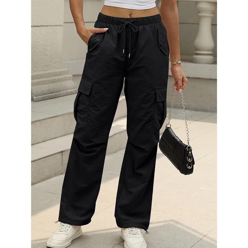 Pantaloni Cargo Casual da Donna con Tasche Multiple e Coulisse Regolabile in Vita - Pantaloni da Tempo Libero, Pantaloni Cargo alla Moda, Tessuto Non Trasparente