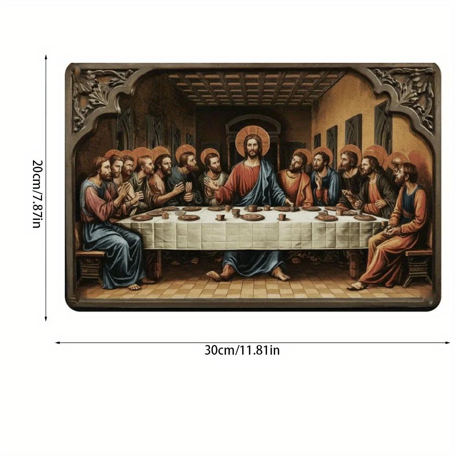 

2d Flat 30*20m, Religious themed Wooden Wall Art: The Last Supper Scene, for Christian Decor, Wooden Material, for Home, Kitchen, Garden, Bedroom, Bar 30*20cm