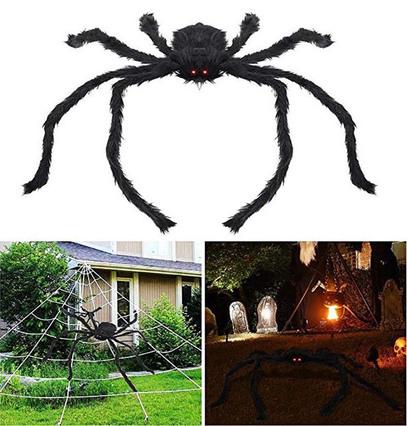 Scary Black Spider With Long Hairy Legs For Spooky Halloween Indoor Outdoor Decor