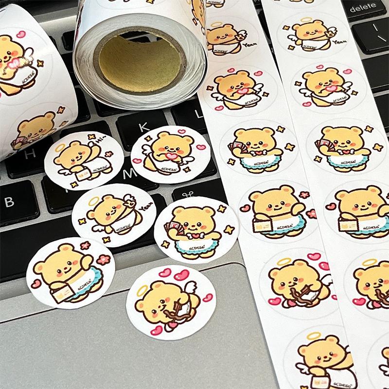 

500 шт./рулон милые круглые наклейки-печати рулоны наклейки граффити наклейки для багажа игрушки