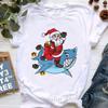 Santa Claus Riding A Dolphin Print Tshirt for Girls White Casual Christmas Gift Tshirt Fashionable Shortsleeved Tshirt Women