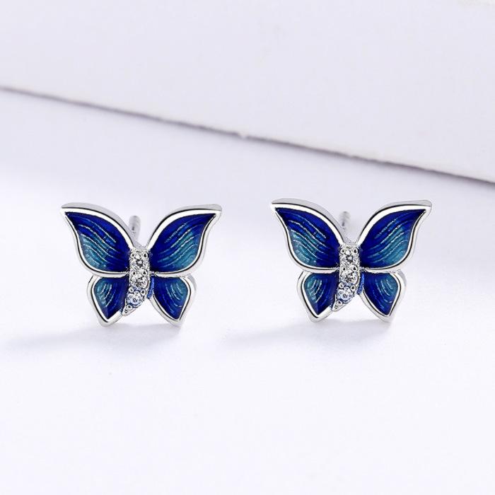 Three-Piece Creative Hipster Butterfly Wings Enamel Accessories Women'S Set Necklace Jewelry Animal