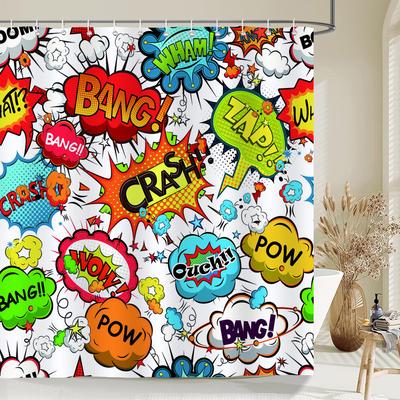 Cartoon Personality Shower Curtain Funny Explosion Printing Fabric Waterproof Polyester Bathroom Curtains Decoration with Hooks