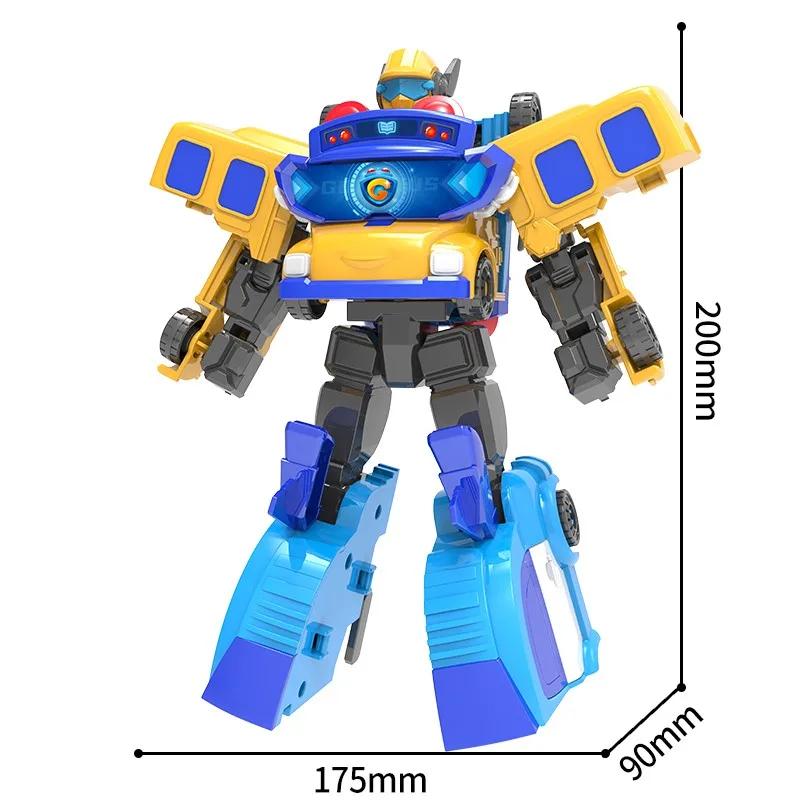 Robot Transformabil 2 ÎN 1 GGBOND Gogo Bus în Mașină Figurine de Acțiune Deformare Ambulanță/Poliție/Pompier Jucării cu Alunecare pentru Copii Cadou