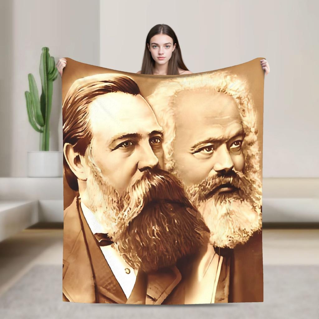 Super Warm Blankets Camping Karl Marx Engels and Lenin Throw Blanket  Flannel Bedspread For Couch Bed Graphic Sofa Bed Cover