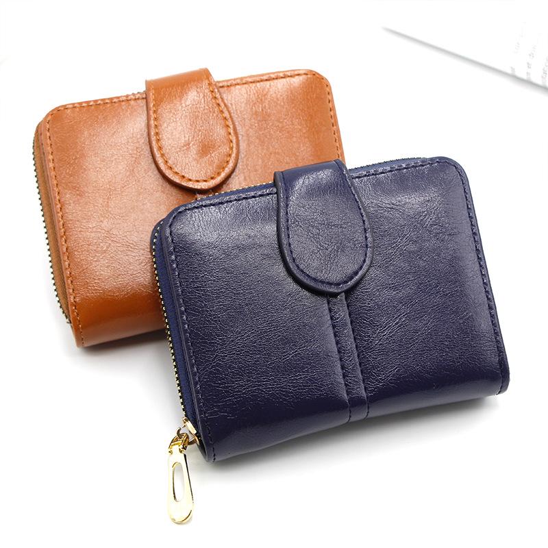 Women's Cute Soft Leather Bifold Wallet with Zipper