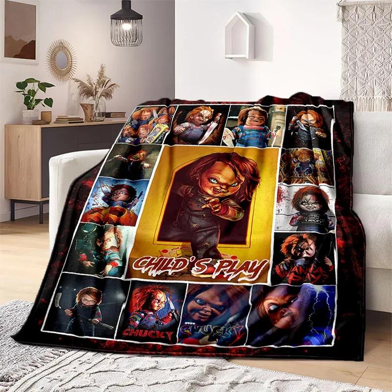 Halloween Throw Blanket Horror film Chucky Annabelle Blanket Soft Home Plush Sheet Sofa Cover all Seasons Travel Warm Blanket 75cmx90cm