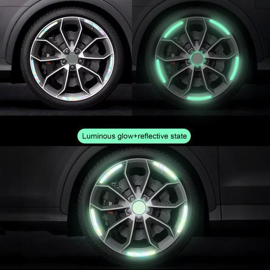 20PCS Car Wheel Stickers Reflective Night Safety Warning Tape Waterproof Scratch-Resistant Rim Decals for Cars Motorcycles Bicycles