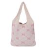 Soft Bow Knitting Shoulder Bag Sweet Casual Woven Handbag Elegant Beach Bag  Vacation