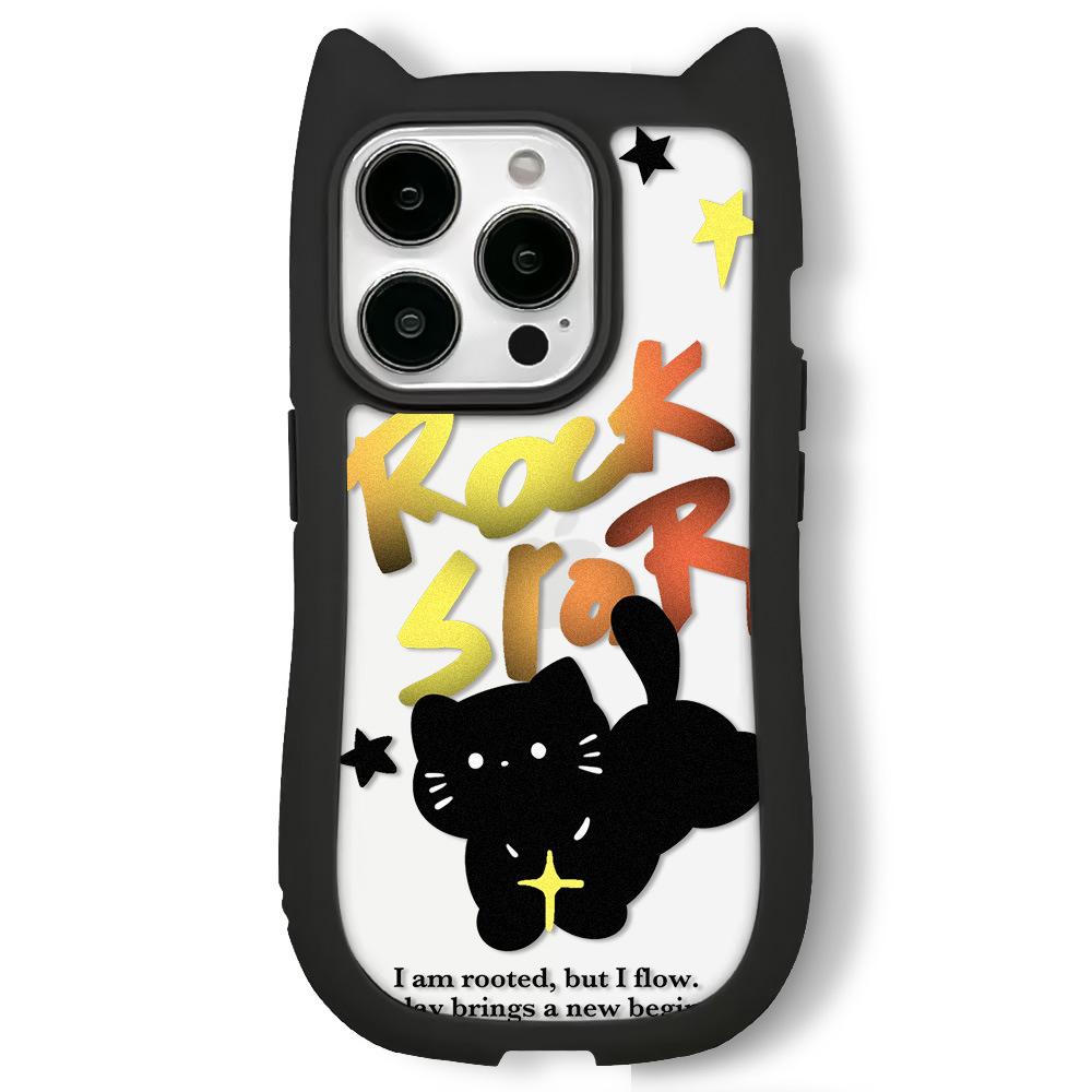 

Абсолютно новый чехол для iPhone16 1514promax с прозрачными кошачьими ушками, совместимый и подходящий для 13/12/11 милый черный кот 11PROMAX