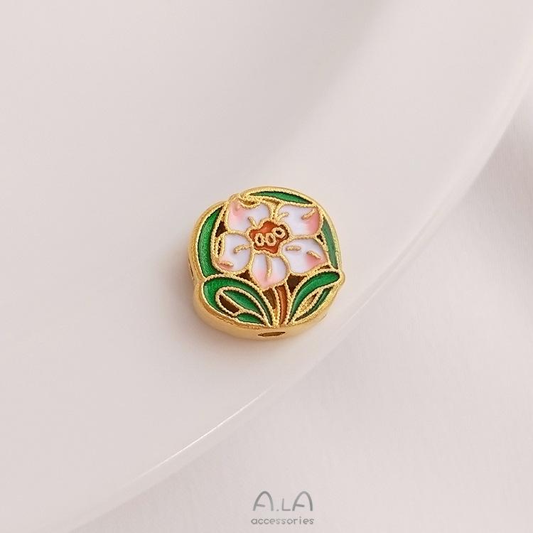 

Позолочена емаль клуазоне намистина квітка народження DIY браслет роздільник аксесуар