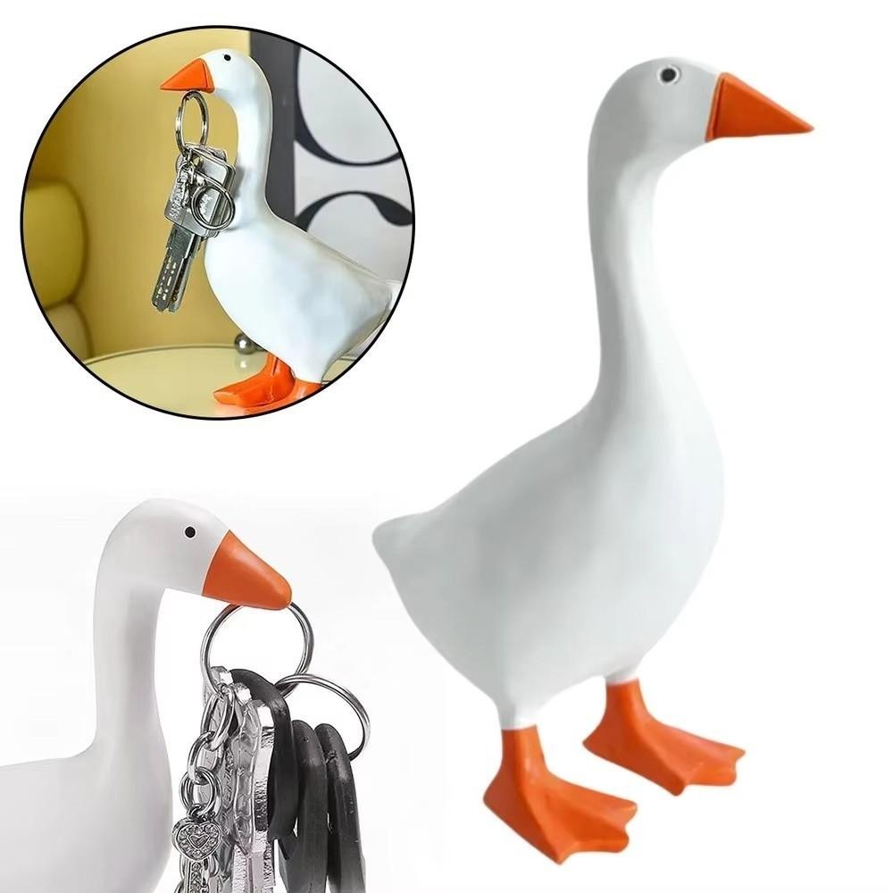 Resin Goose Figurines Key Hanger Funny Dumb Goose Key Holding Figurine  Office Desk