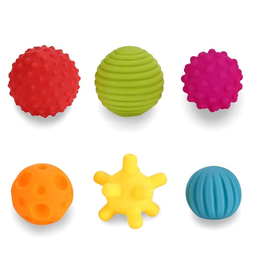6 Piece First Baby Ball Set Baby Hand Massage Multi Textured Sensory Soft Balls