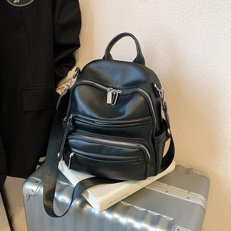 

Fashion casual backpack women s new trend versatile student bag high sense class commuter women s bag чёрный