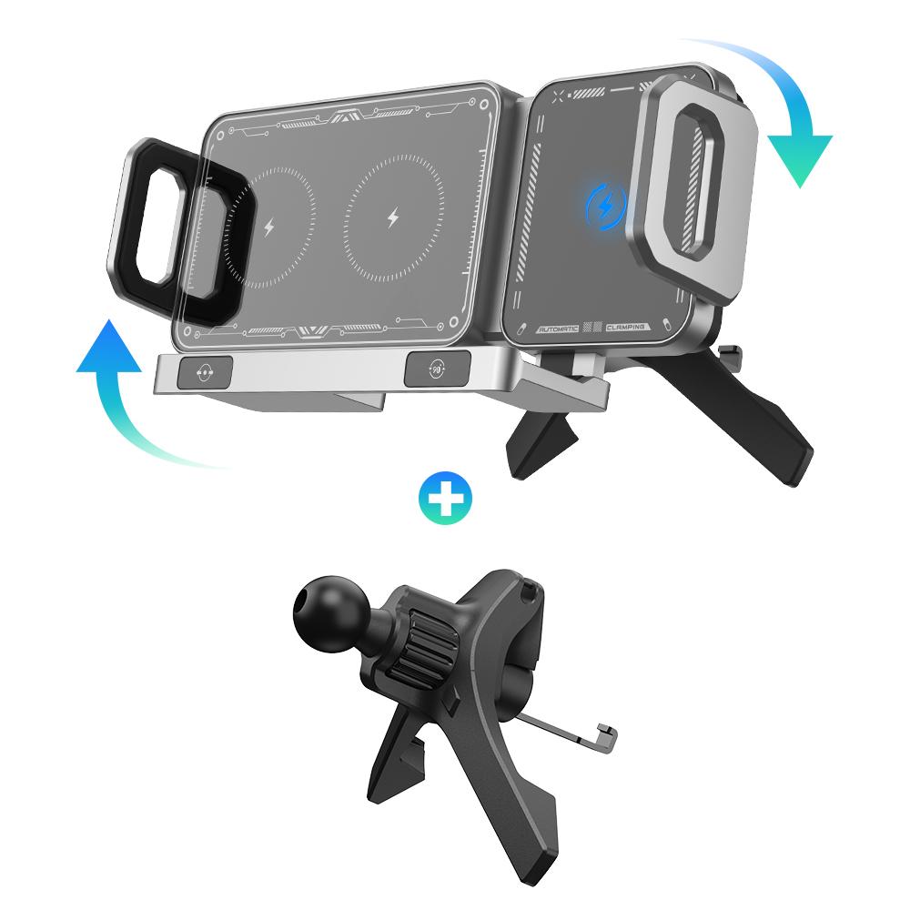 2in1 Car Vent Phone Mount Fast Charging Car Charger Auto Rotating Foldable Smartphone Holder for Samsung Galaxy Z Fold 6 Flip 6