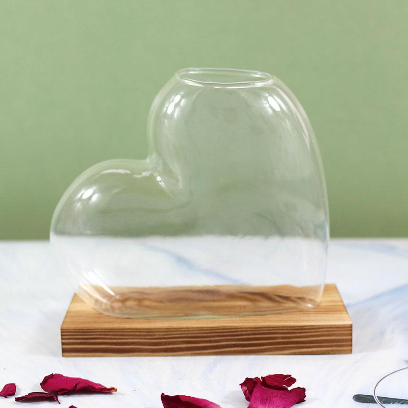 Kreative mehrfarbige Herz-Glas-Hydroponik-Vase – Schreibtisch-Blumenornament für Wohnzimmerdekoration.