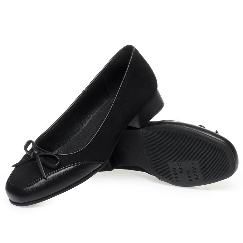 

Модные балетные туфли на плоской подошве из мягкой кожи с круглым носком, весна-осень, элегантные женские туфли с бантом и неглубоким носком 35(Foot22.5cm)