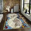 Antique World Map Carpet suitable as a non-slip mat for the living room or bedroom sofa